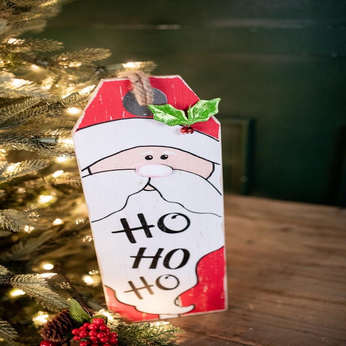15.75 Inch Wood Santa & Snowman Wall Hanging Decor