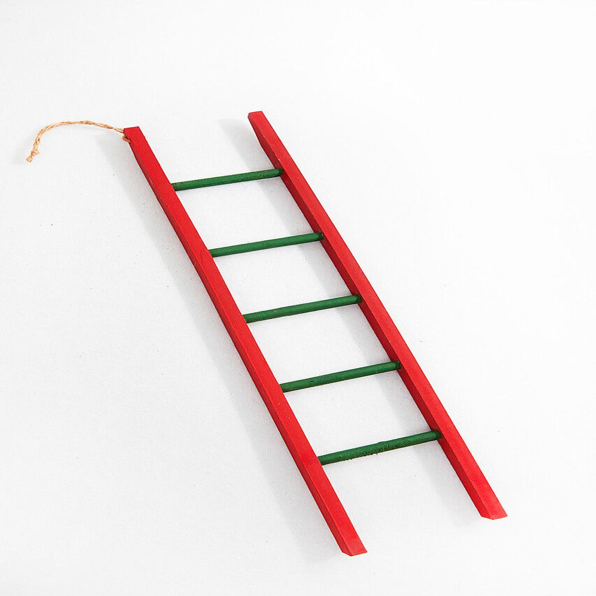 16 Inch Red & Green Wood Ladder Ornament