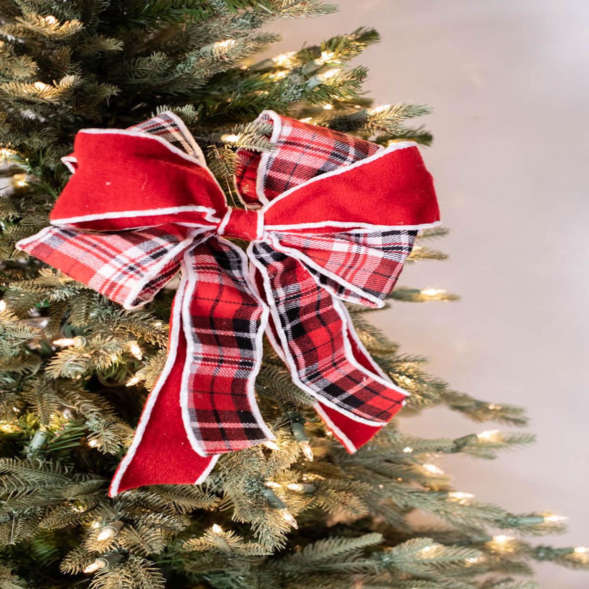 16 x 10 Inch Double Plaid Bow Ornament