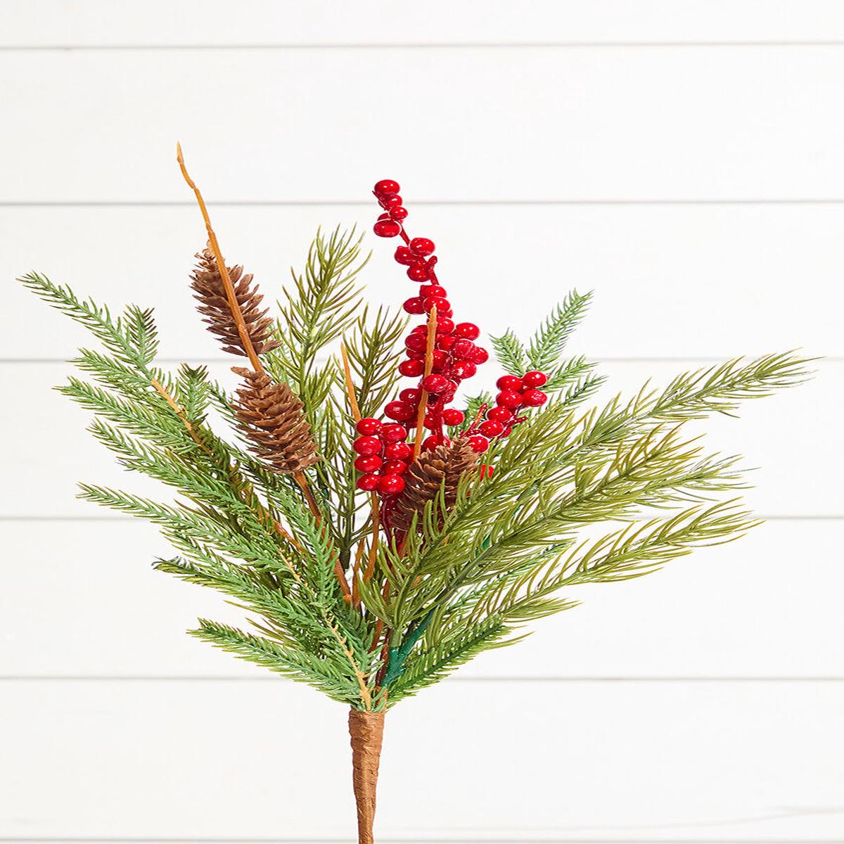 18 Inch Red Berries Pine Spray Decorative Christmas Greenery Pick
