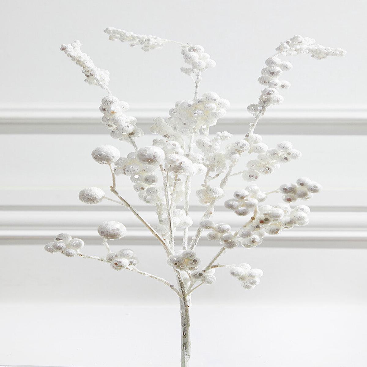 18 Inch Snowy White Glitter Dew Berry Christmas Spray