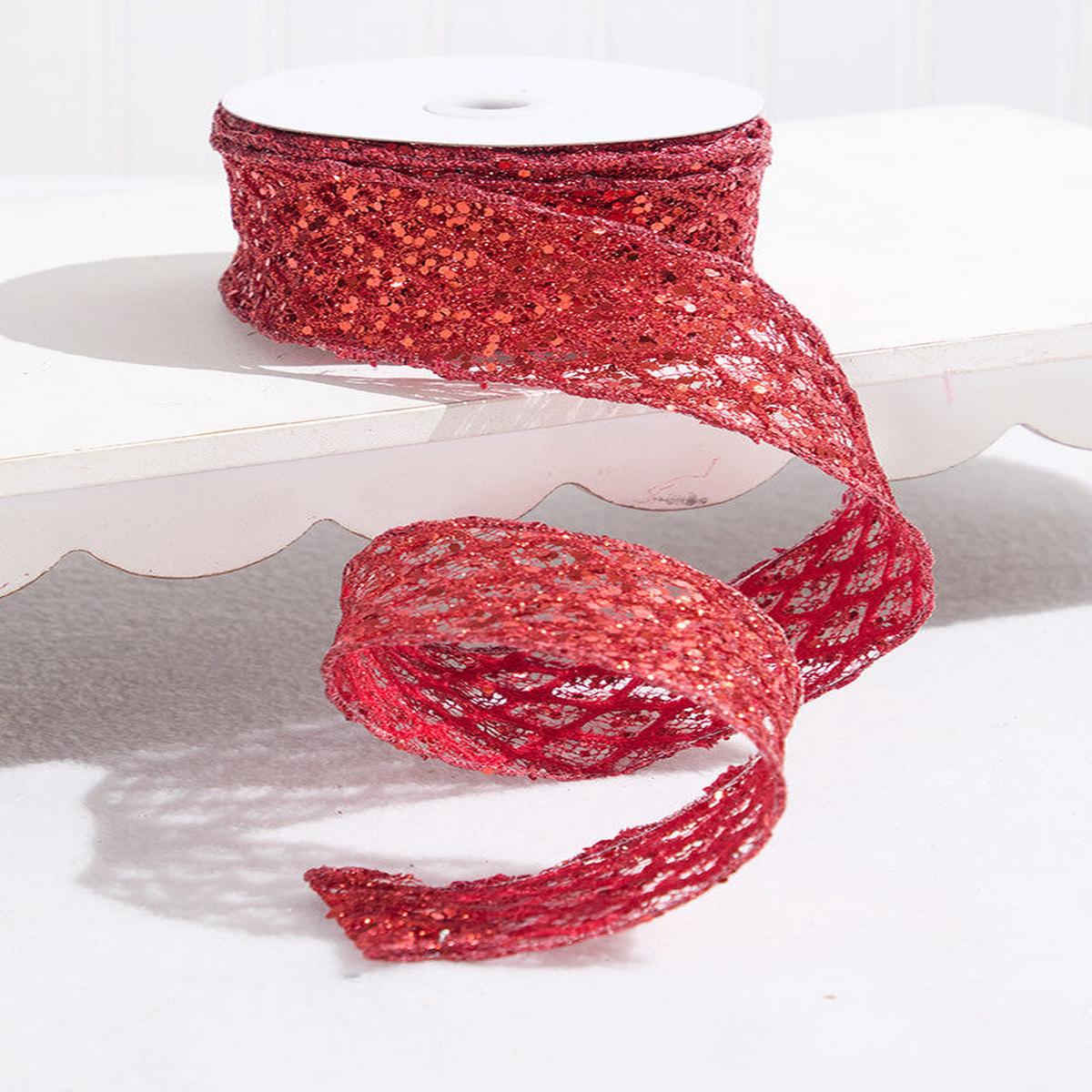2.5-Inch Red Wired Ribbon 10 Yard Christmas Craft Decor+