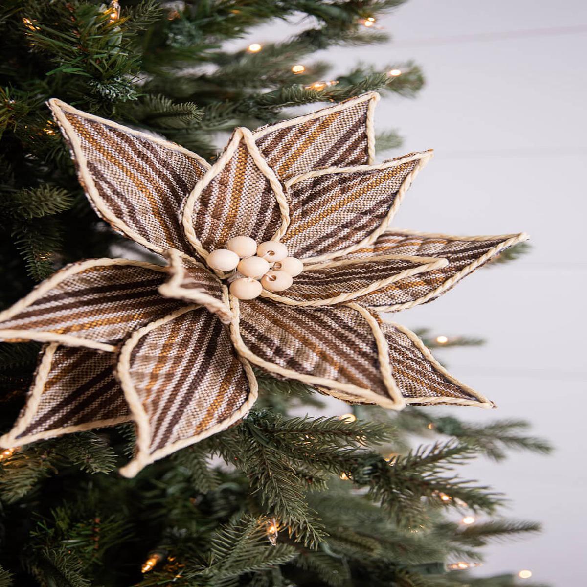 22 Inch x 13 Inch Stripe Poinsettia Stem