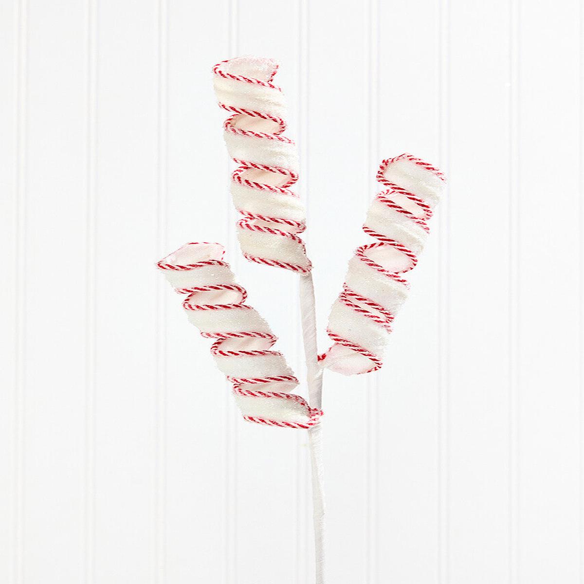 26 Inch Peppermint Edge Curly Spray Christmas Candy Cane Decor