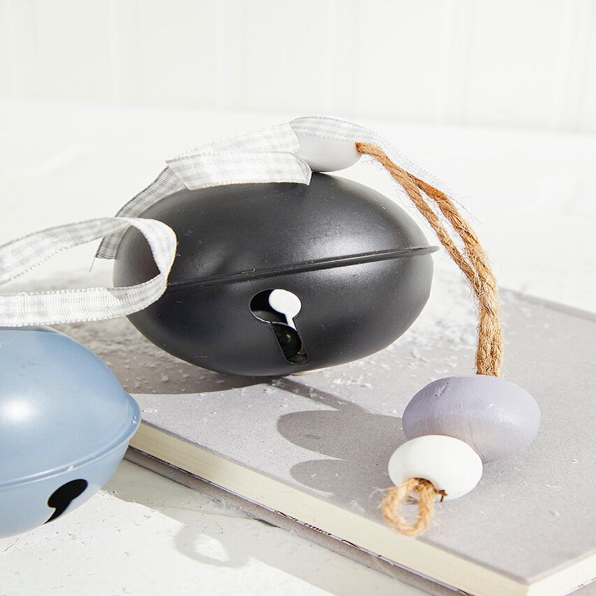 3 Inch Holiday Black Grey Bell Ornament