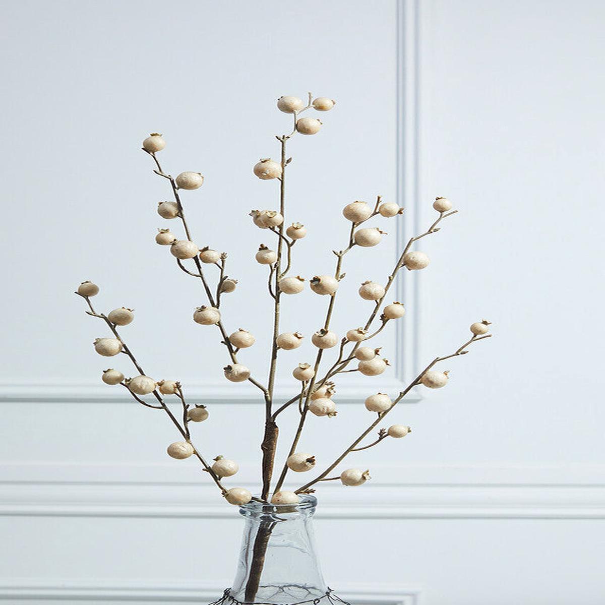 30 Inch Mini Cream Pomegranate Christmas Tree Sprays (Weather Resistant)  Soft Woodland Elegance