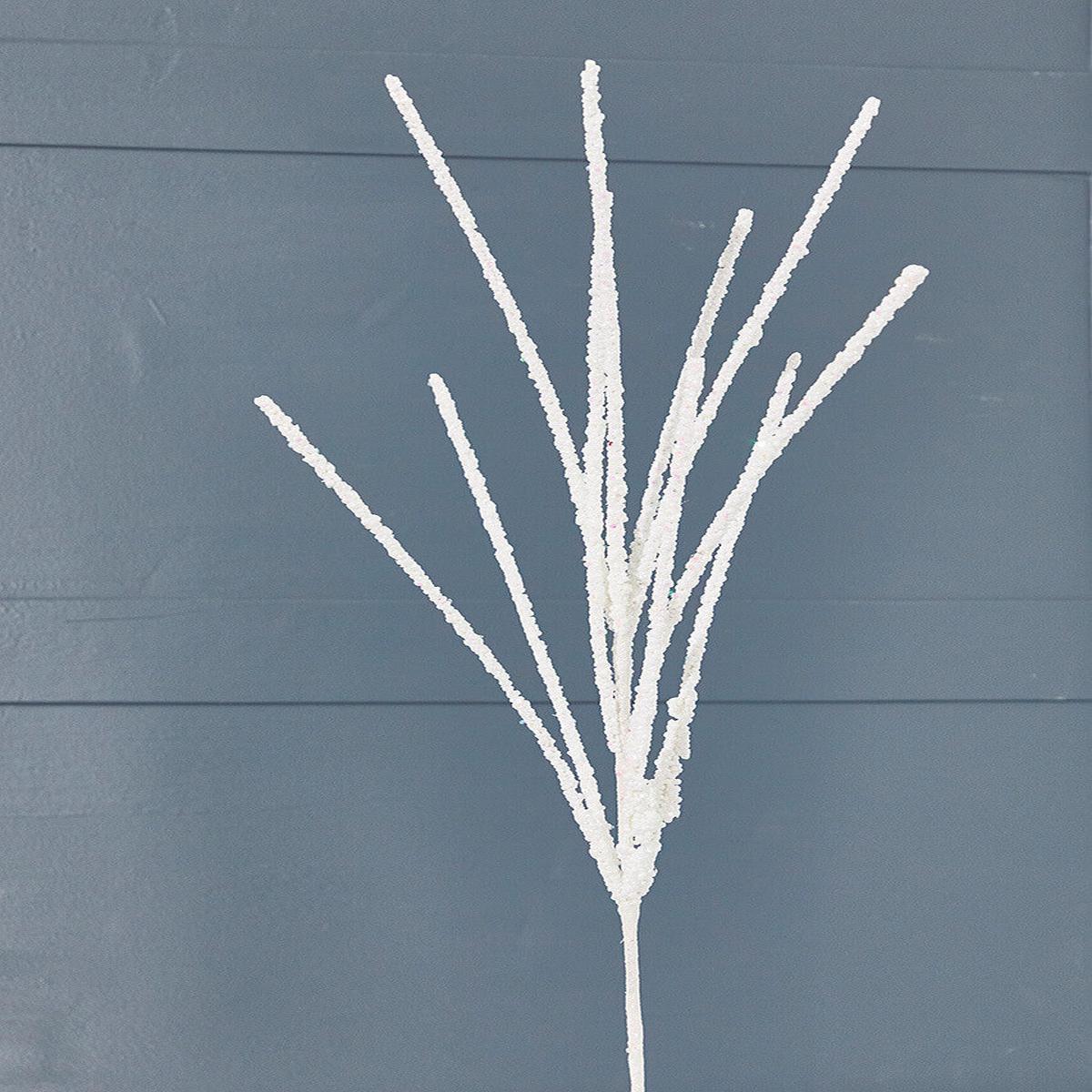32 Inch Glitter Mini Berry Grass Spray  Iridescent White Decorative Christmas Floral Pick
