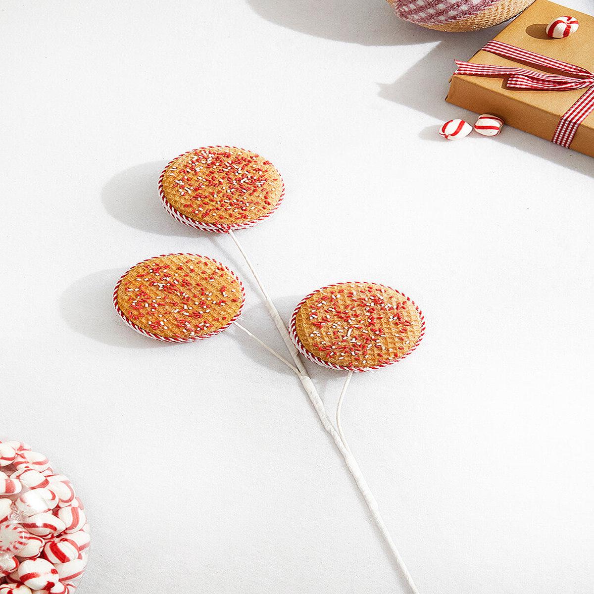 Peppermint Stripe Macaron Waffle Spray 28 Inch Christmas Decor