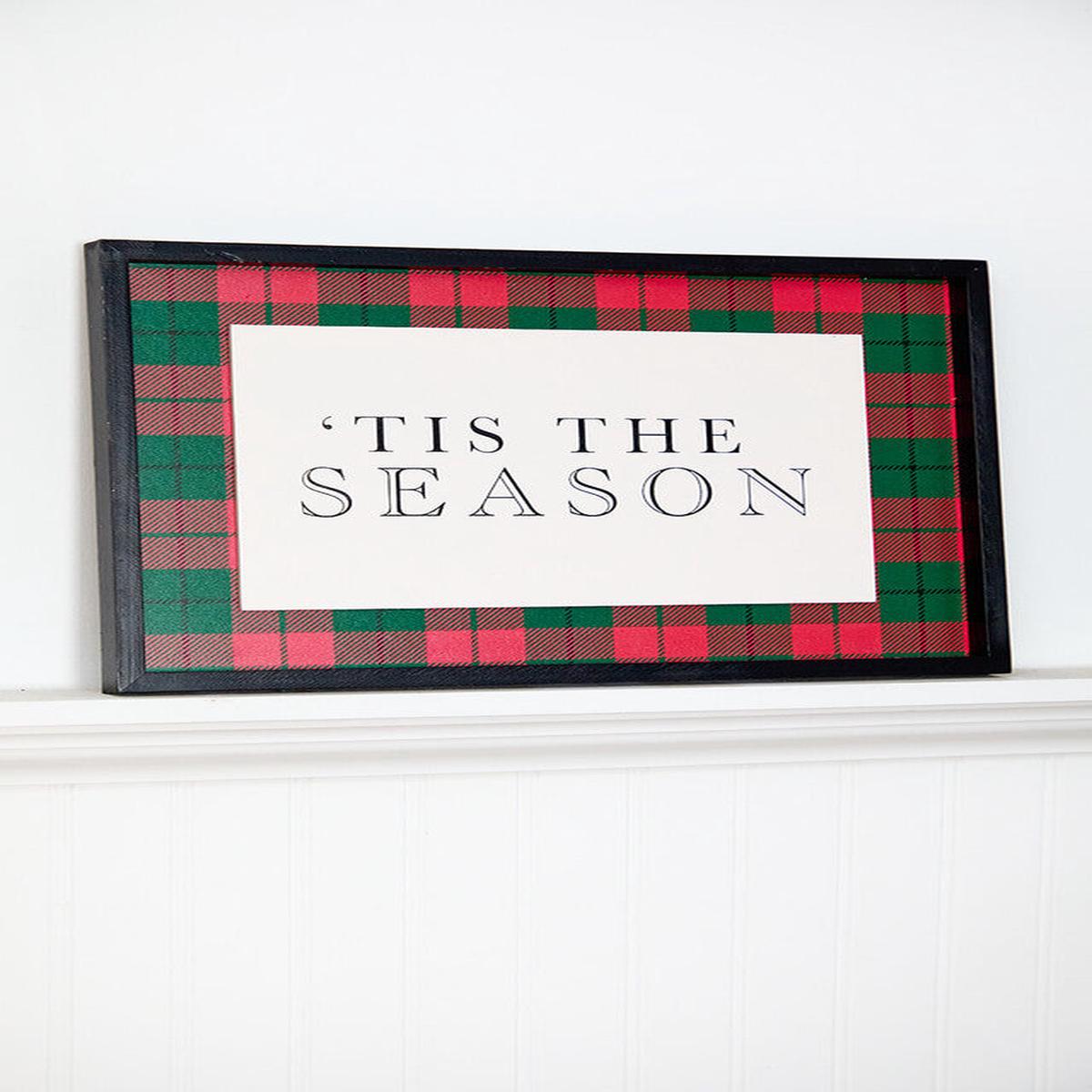 15.5 Inchi Framed Plaid Tis the Season Christmas Wall Art Holiday Home Decor