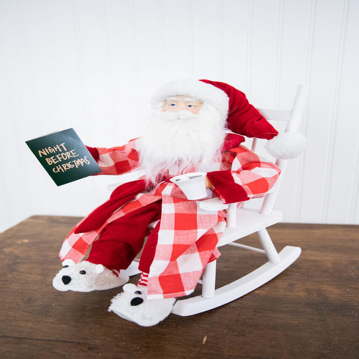 16 Inch Bedtime Sitting Santa in Pajamas Figurine