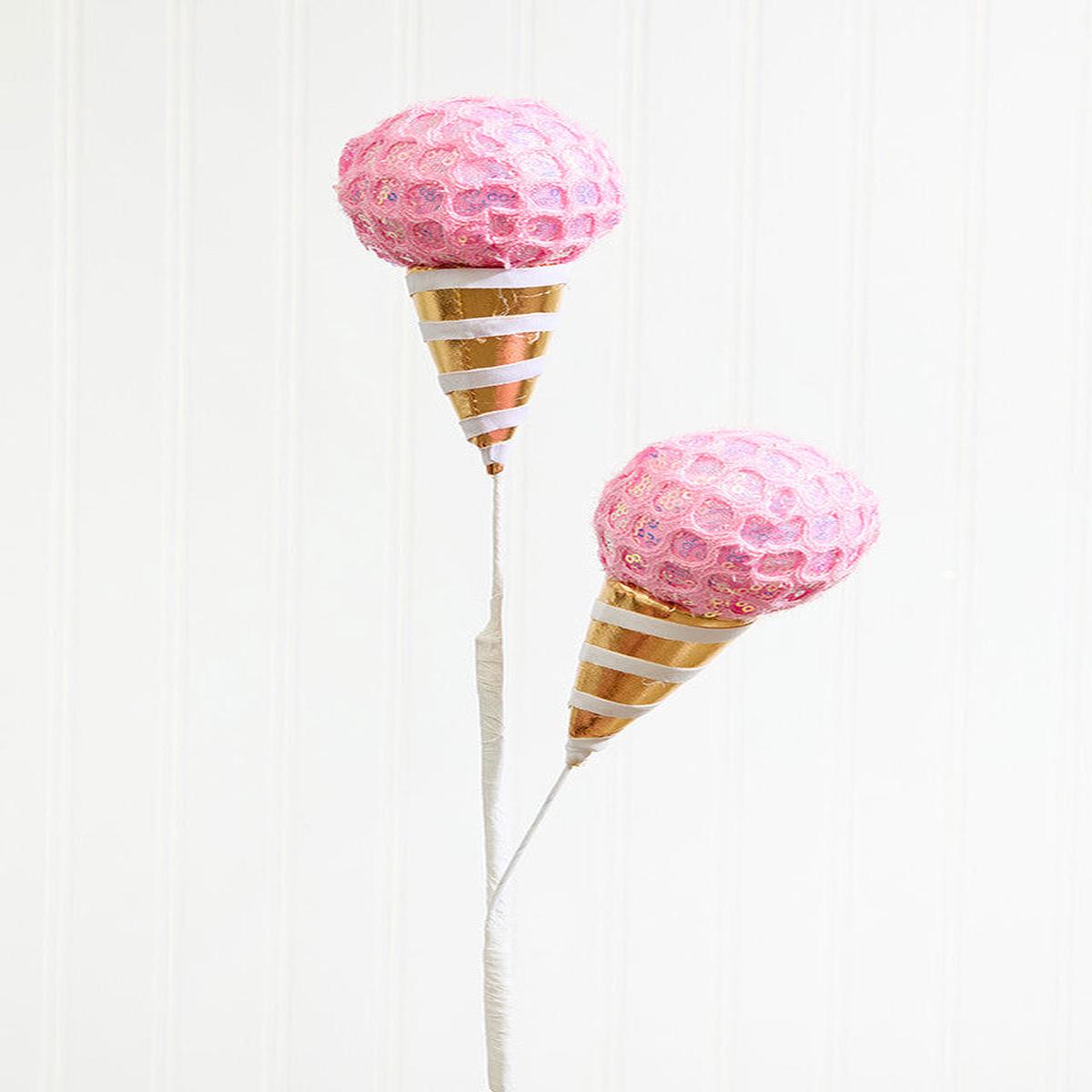 24 Inch Mesh Ice Cream Spray  Whimsical Sweet Treat Dcor for Playful Seasonal Styling