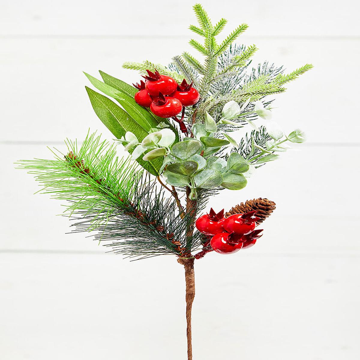 25 Inch Cone Berry Pine Spray