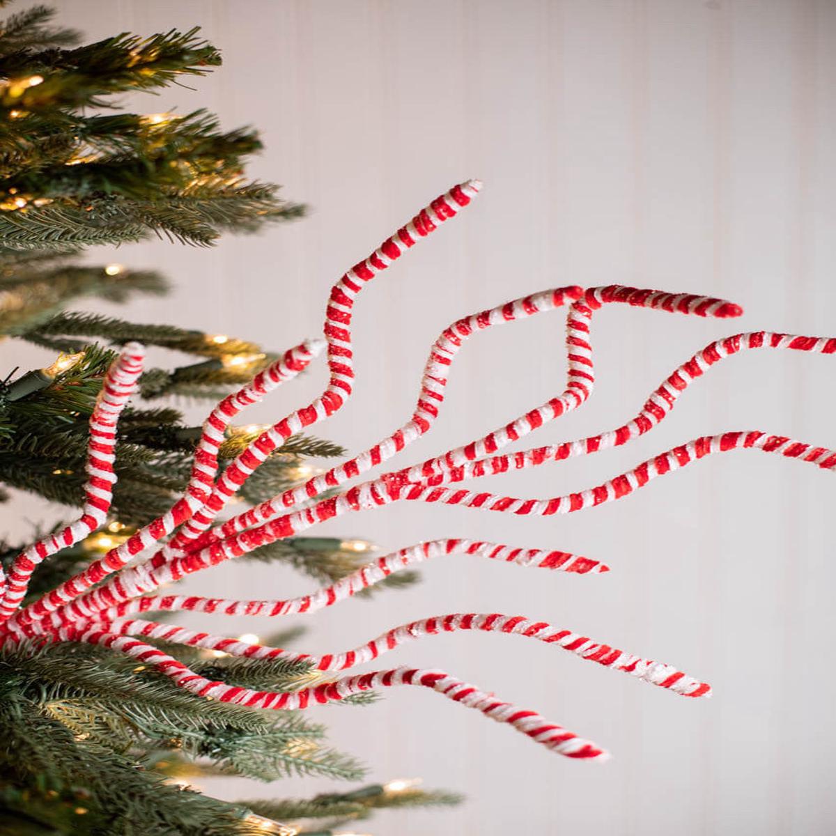 29 Inch Frosty Peppermint Branch Spray Christmas Tree Decor Accent