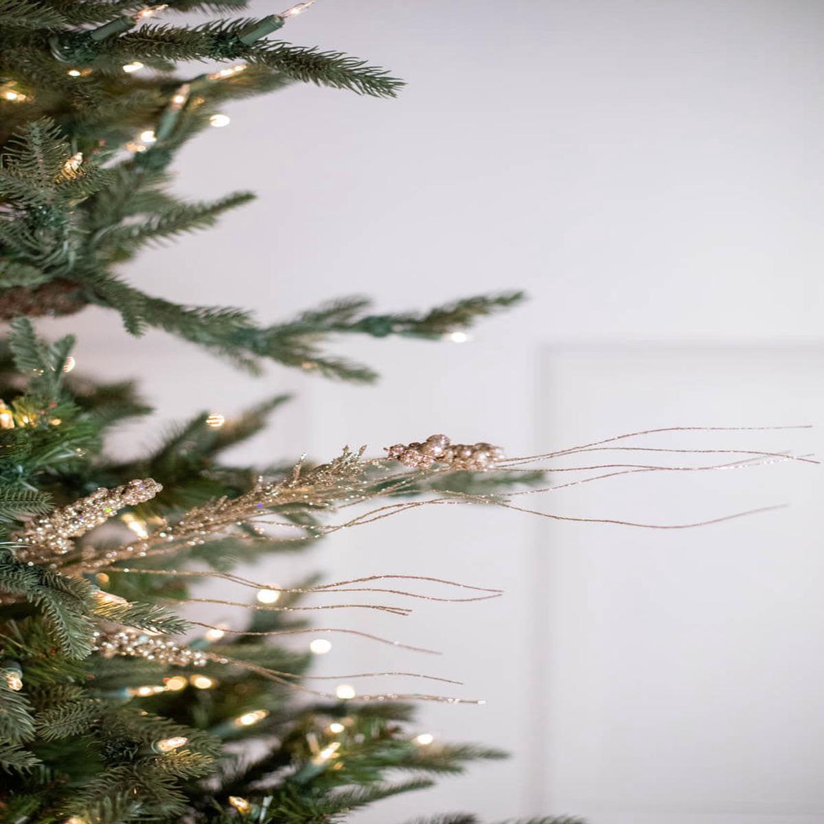 30 Inch Glitter Berry Spike/Twig Spray - Champagne