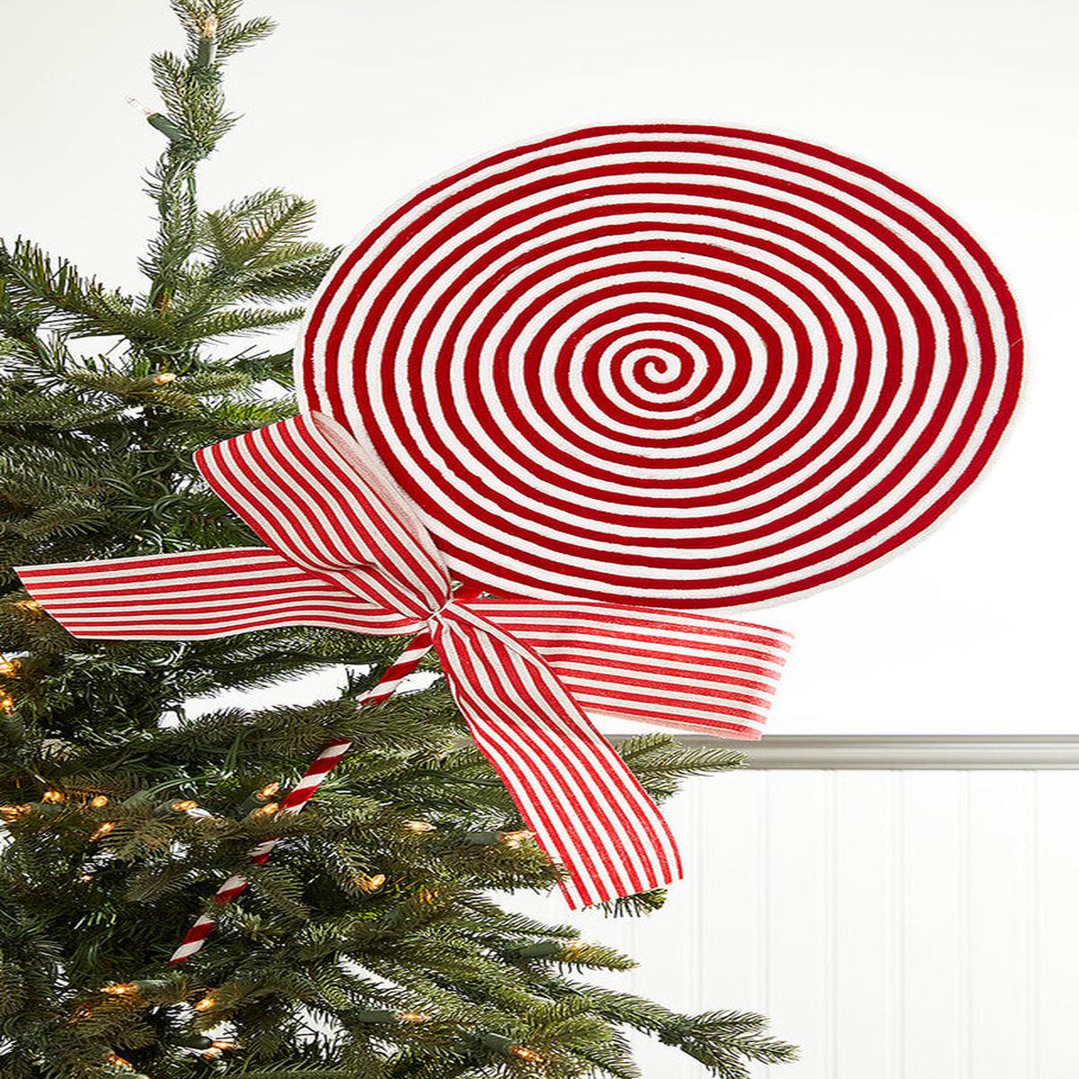 33.5 Inchi Red and White Peppermint with Bow Spray Festive Christmas Holiday Decor Accent