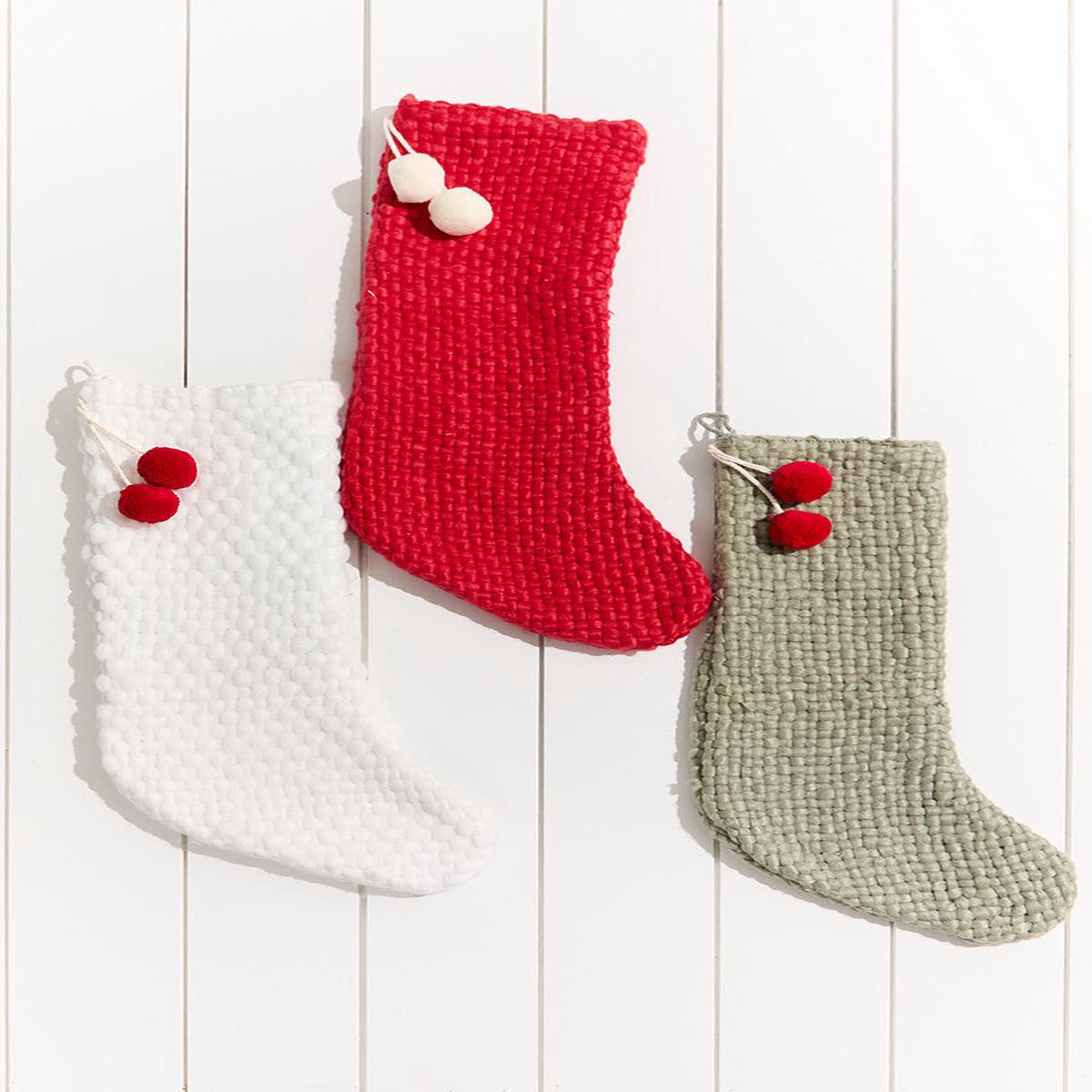 Pom Pom Stocking 20 Inch Christmas Mantel Holiday Decor