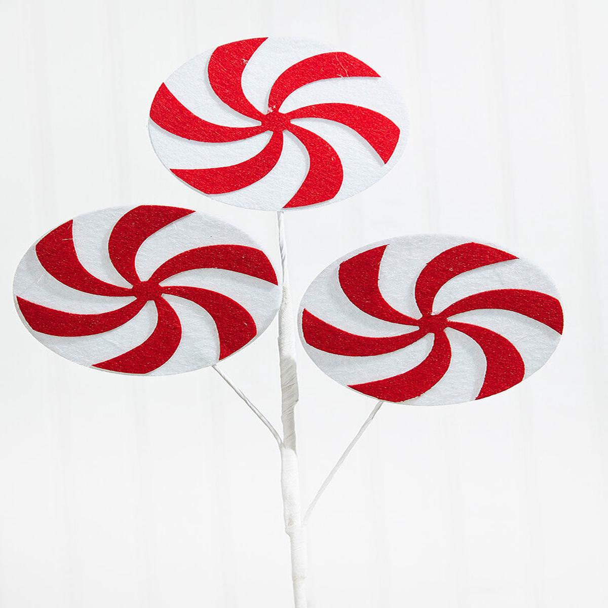Red White Peppermint Swirl Stem 20 Inch Christmas Candy Decor