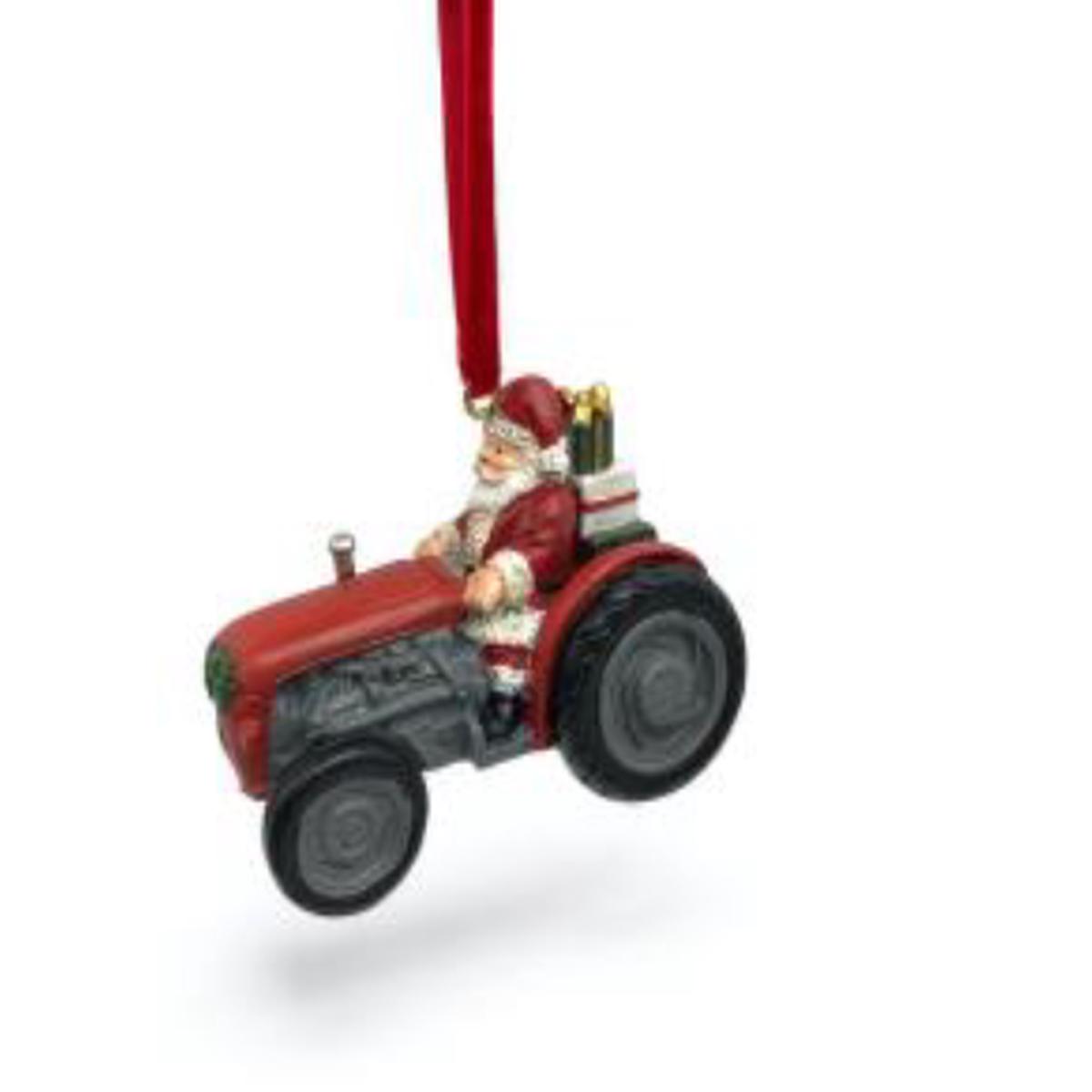 Santa in Tractor Hanging Decoration