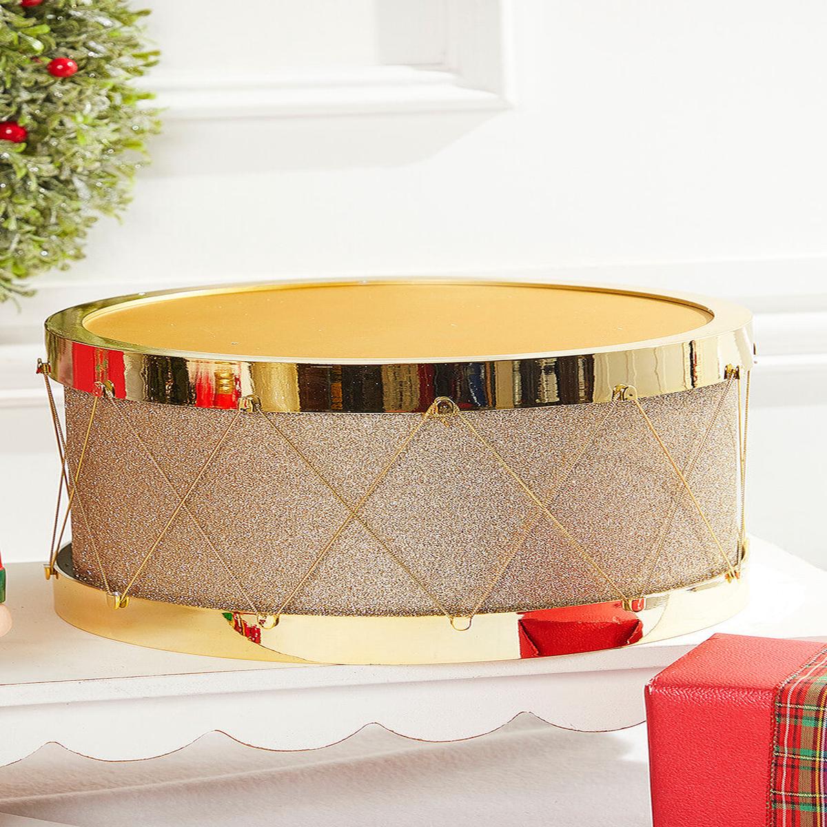 11 Inch Gold Glitter Drum Nutcracker Collection Decorative Holiday Ornament Statement Piece