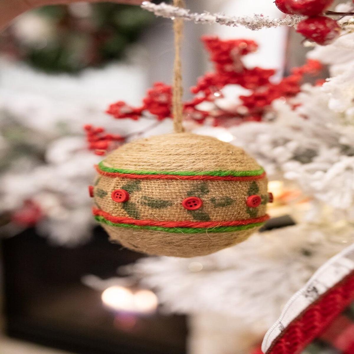 12 cm Natural Jute Ball Christmas Ornament Rustic Decorative Hanging Ornament