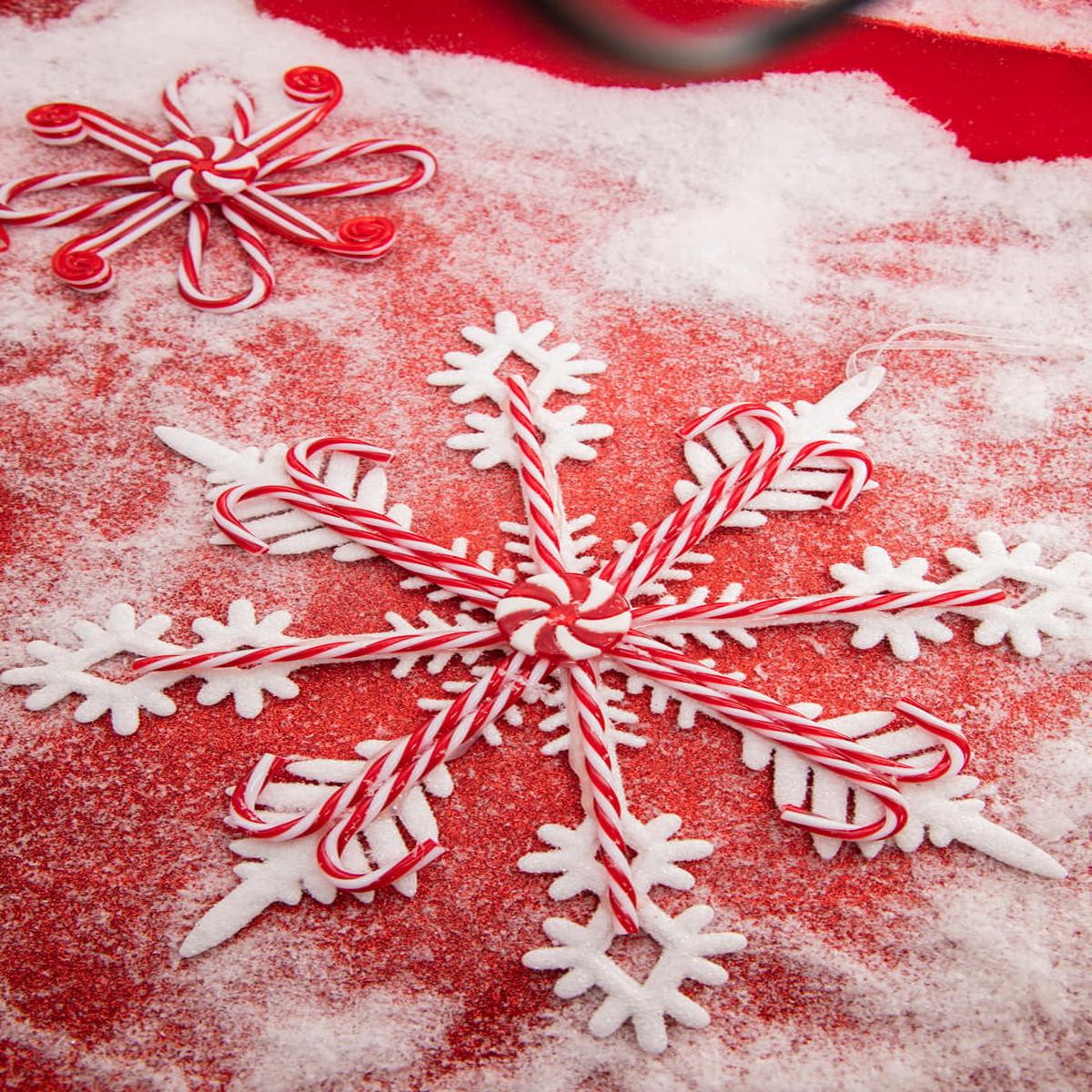 12 Inch Acrylic Peppermint Snowflake Large Ornament