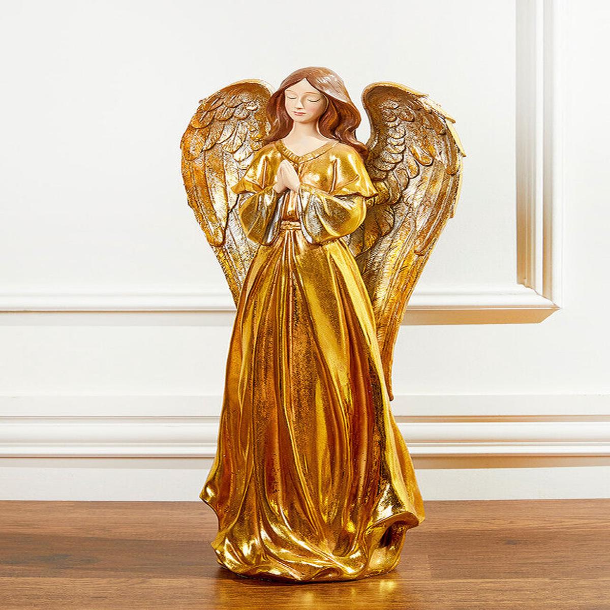 23 Inch Resin Praying Angel Gold Finish Religious Christmas Figurine Dcor