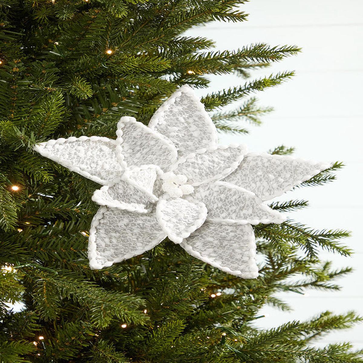 24 Inch Sweater Patterned Poinsettia Stem  Cozy Winter Charm with Festive Sparkle
