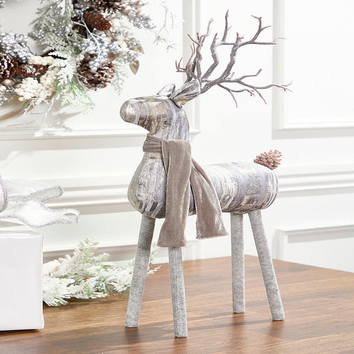 28 Inch Birch Wood Deer Rustic Christmas Woodland Holiday Decorative Figurine Mantel Tabletop Seasonal Accent