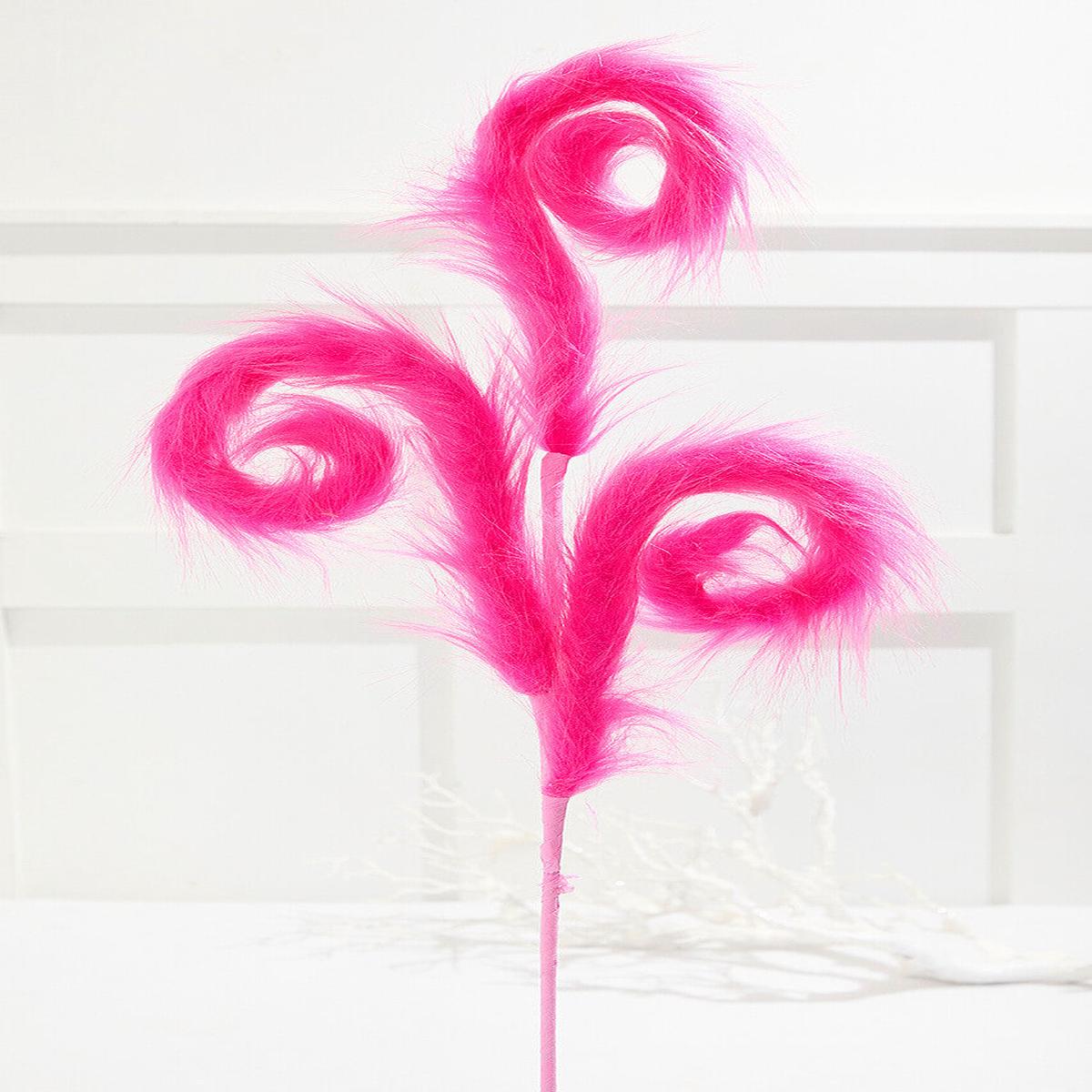 28 Inch Pink Furry Spiral Curly Spray