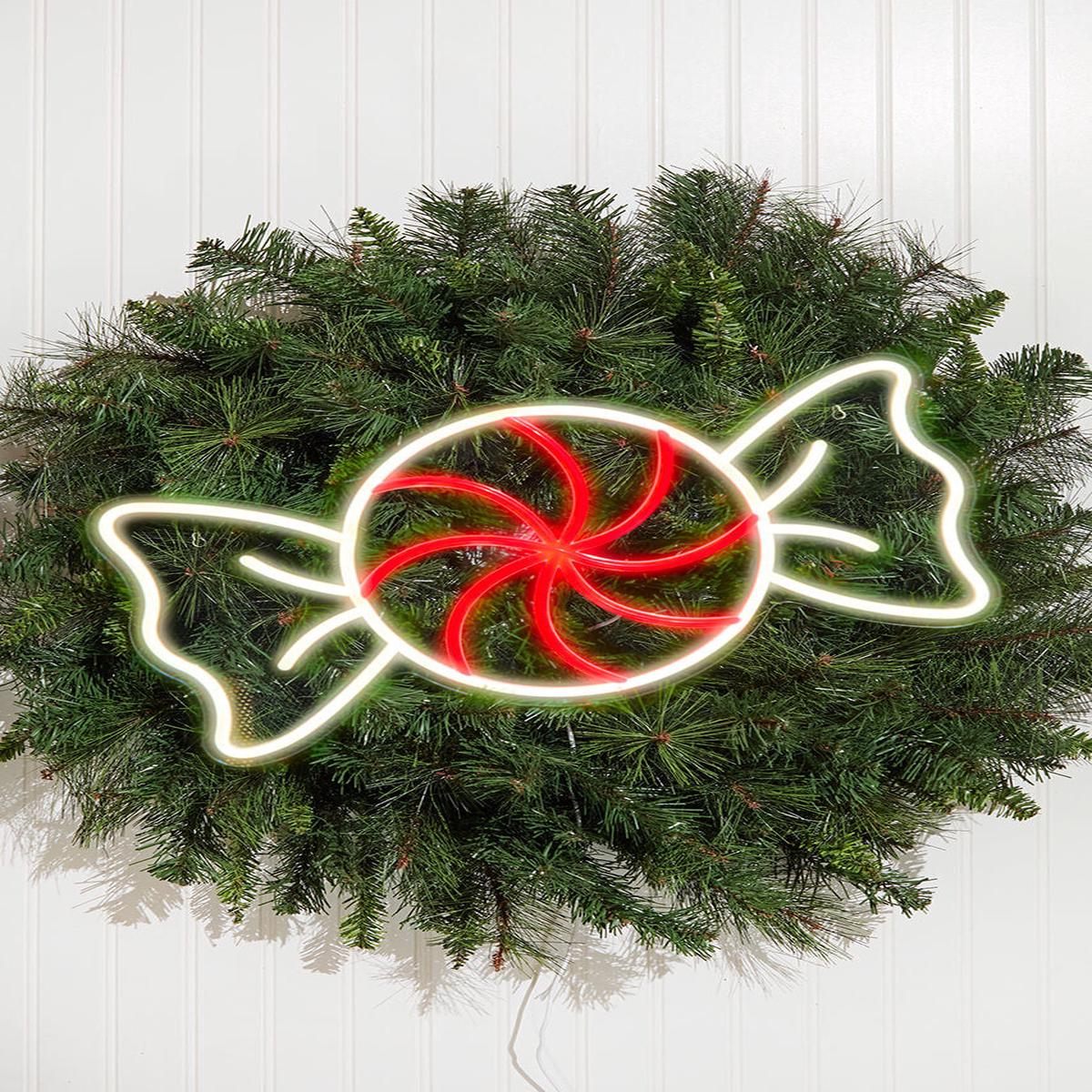 Peppermint Candy Neon Sign 10.6Inch Lit Holiday Decor