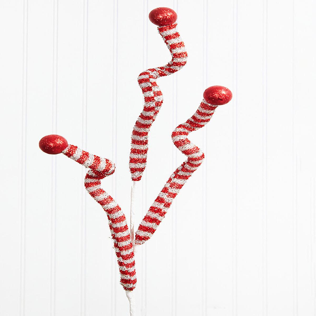 Peppermint Twist Ball Spray 35 Inch Tinsel Christmas Tree Decor