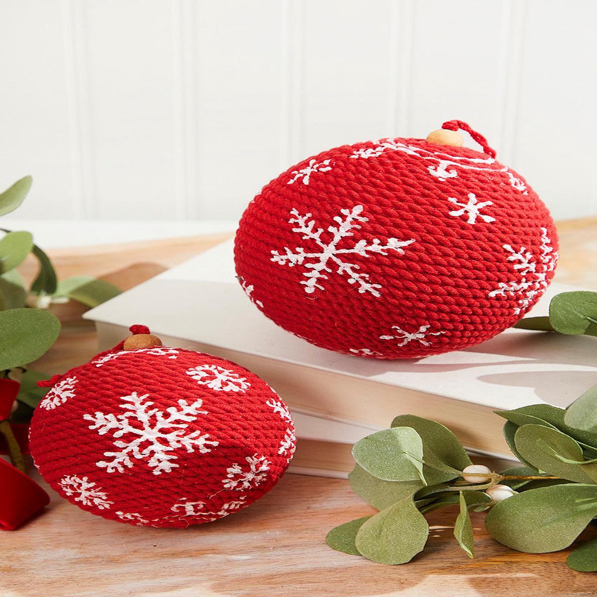 Red Cotton Snowflake Ornament 4 Inch to 5 Inch Christmas Decor