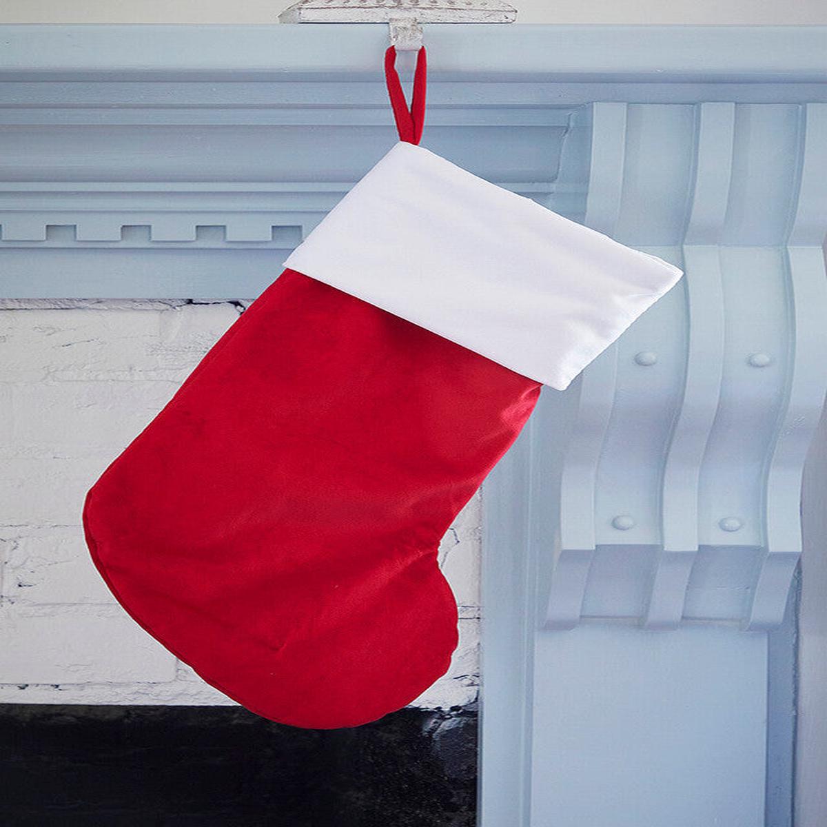 Red Stocking with White Trim Classic Christmas Hanging Holiday Decor