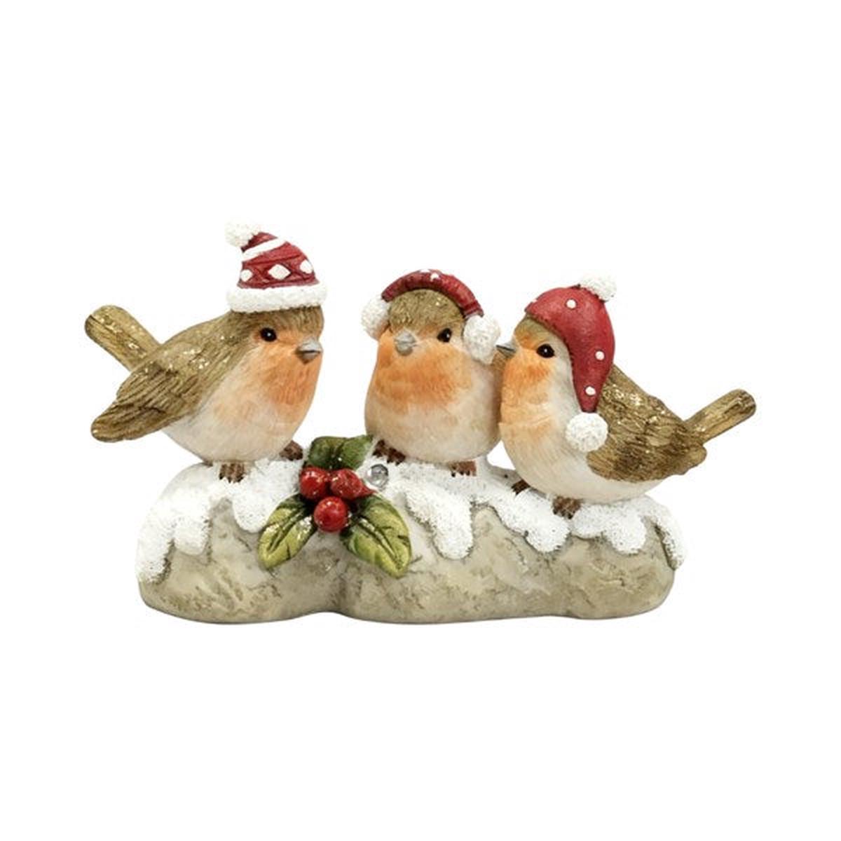 Trio Robins On Log