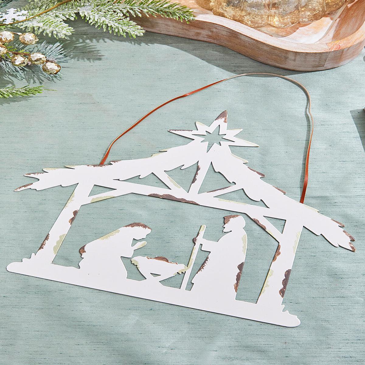 Wall Hanging Nativity With Holy Family Rustic Christmas Religious Decor