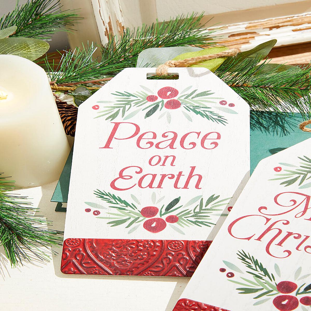 10 Inch Large Tag Shape Holly Ornament