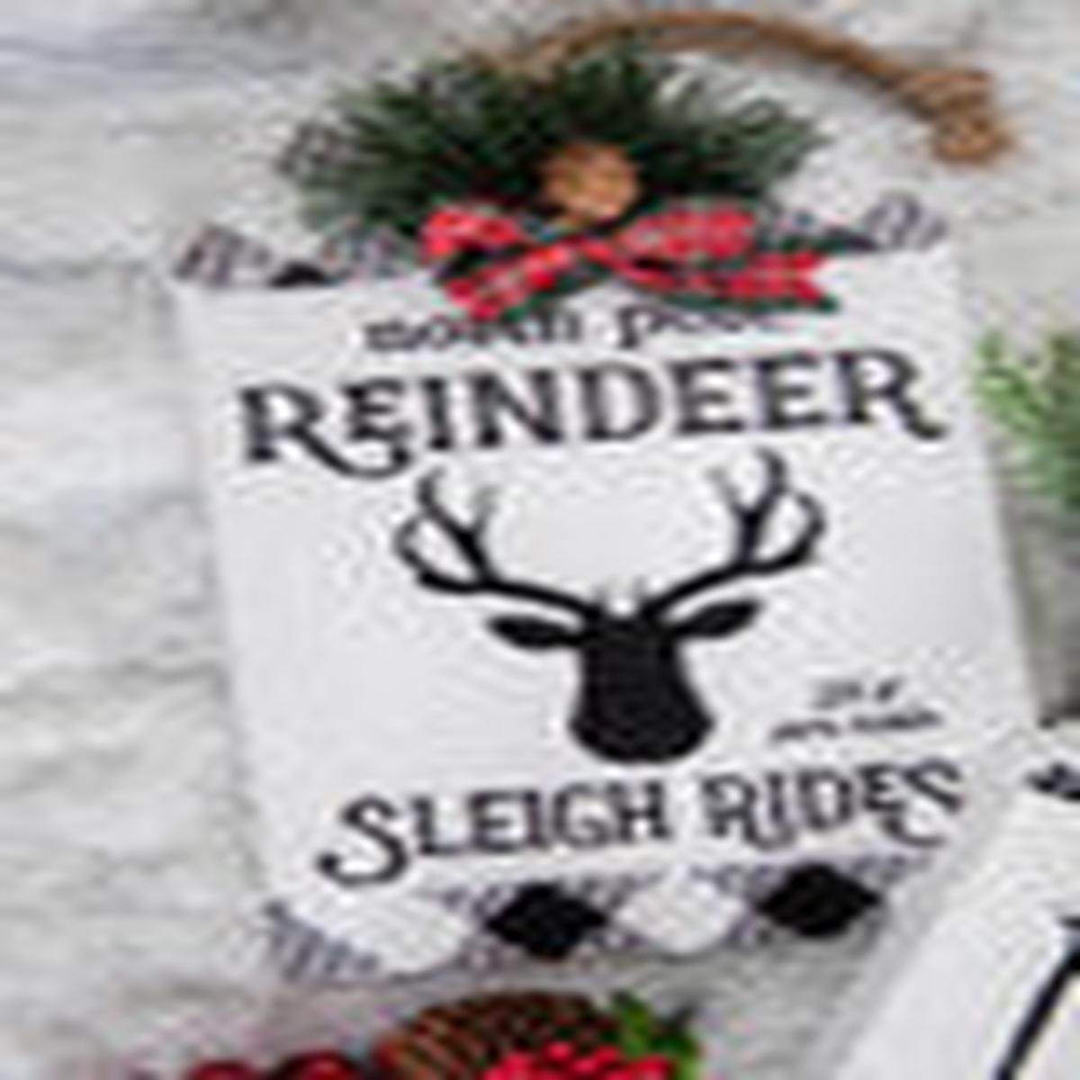 12-Inch Embossed Metal Holiday Wall Sign Floral Accent Decor