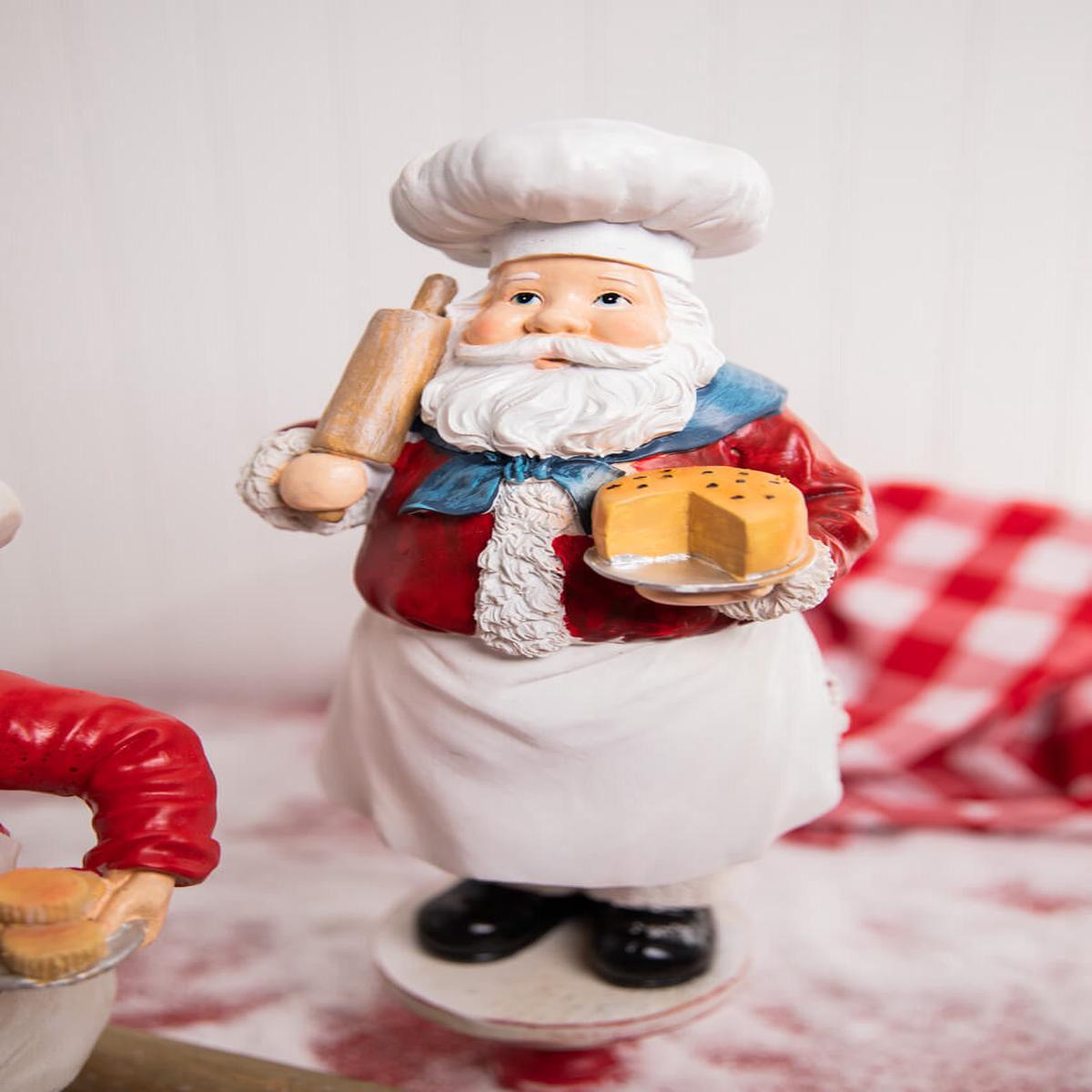 12 Inchi Resin Holiday Chef Santa Festive Christmas Kitchen Decor Figure