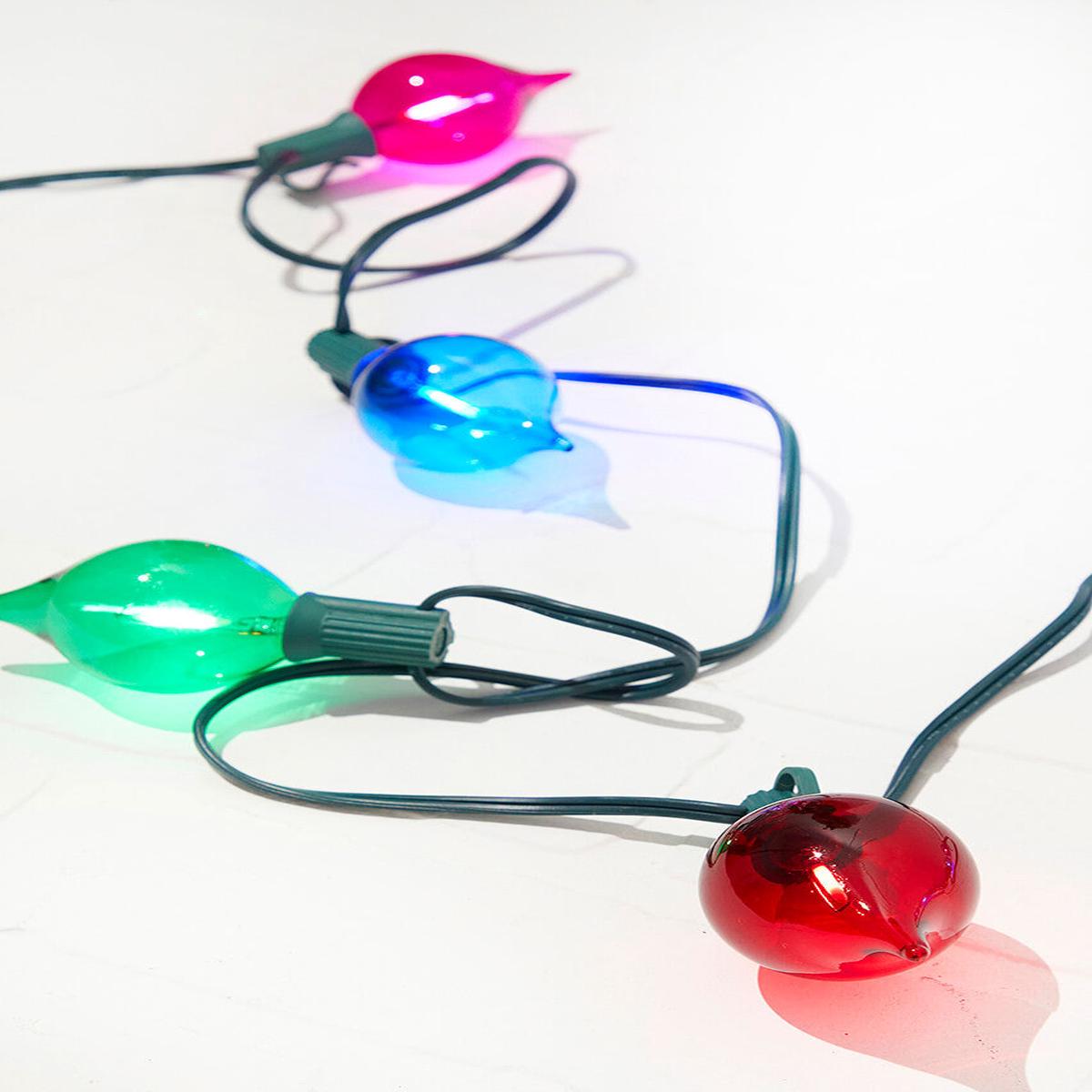 128 Inch LED Retro Kismet Light Strand X8 Multi Color Red Green Blue Pink Vintage Christmas String Lights Holiday Decor