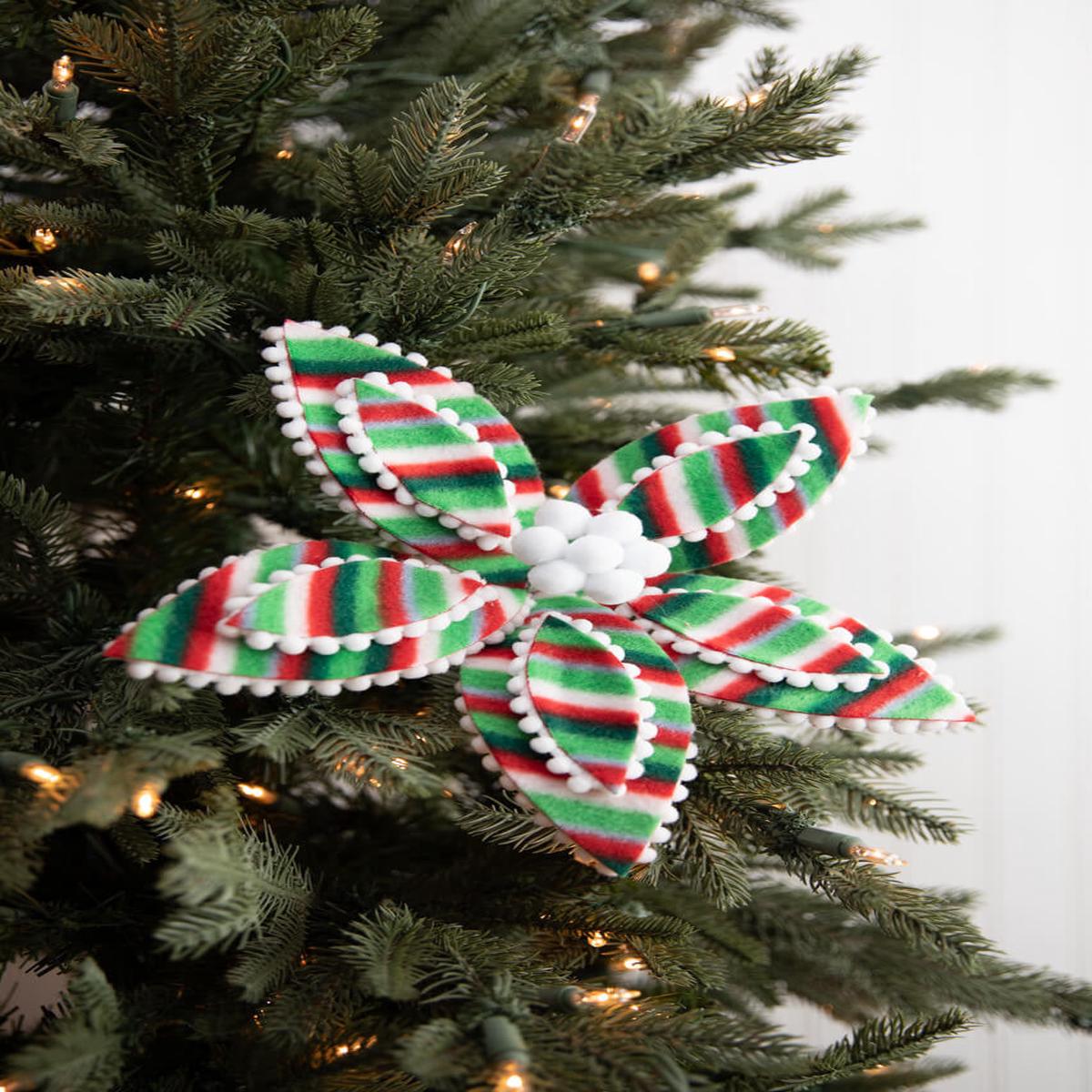 22 Inch x 11 Inch Candy Stripe Poinsettia Stem