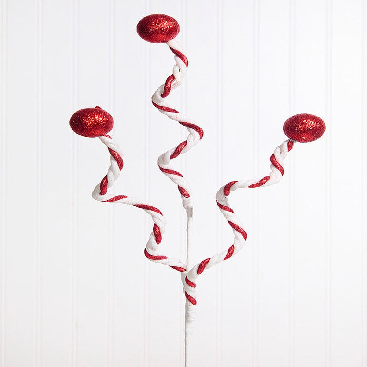 28 Inch Twist Ball Spray  Peppermint Candy Cane Magic for Whimsical Holiday Dcor