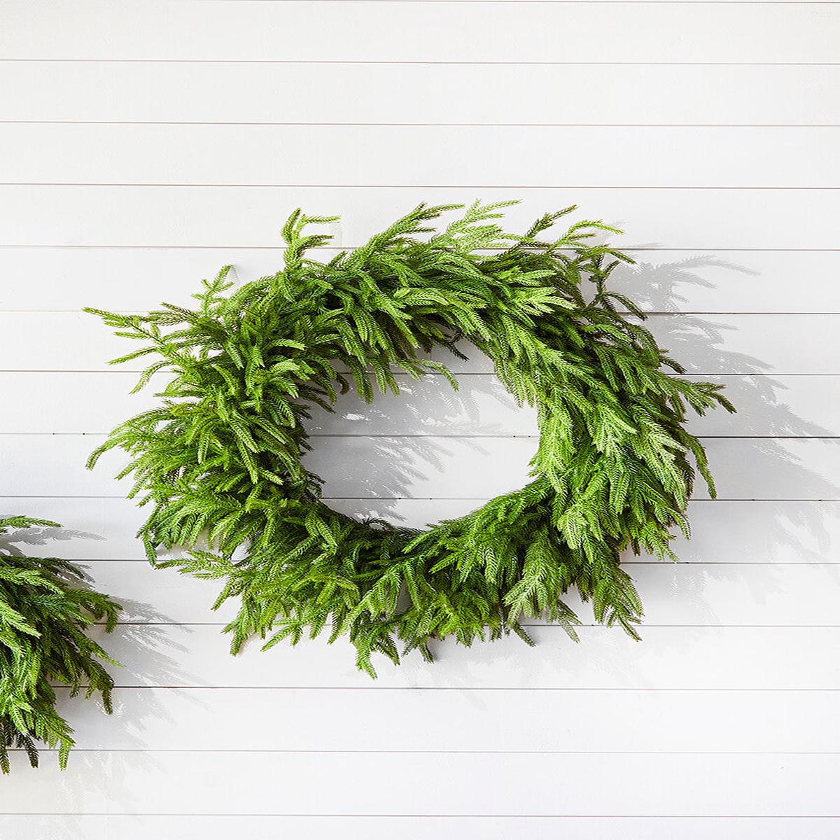 30 Inch Just Cut Real Touch Norfolk Pine Wreath Lifelike Christmas Door Wall Dcor