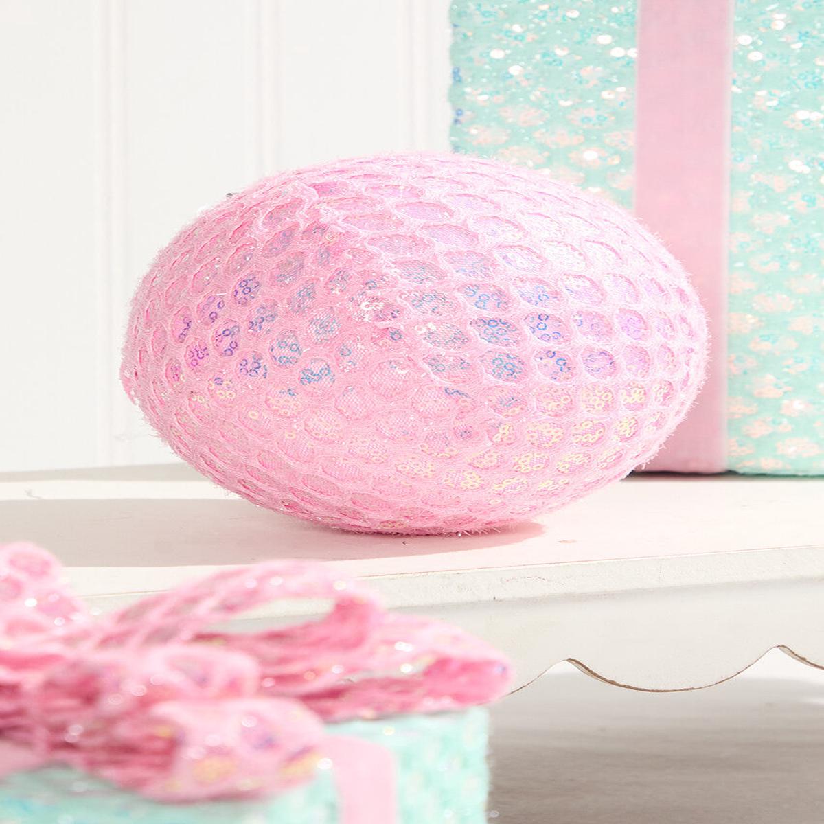 Pink Mesh Ball Ornament 6 Inch Iridescent Christmas Tree Decor