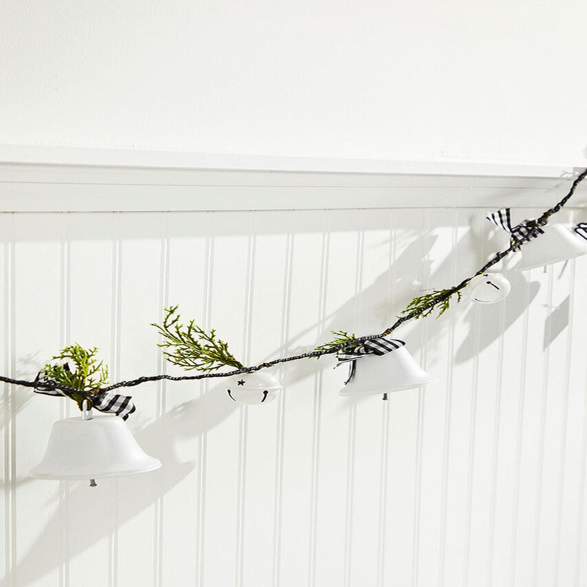 White Country Bell Garland 67 Inch Christmas Decor