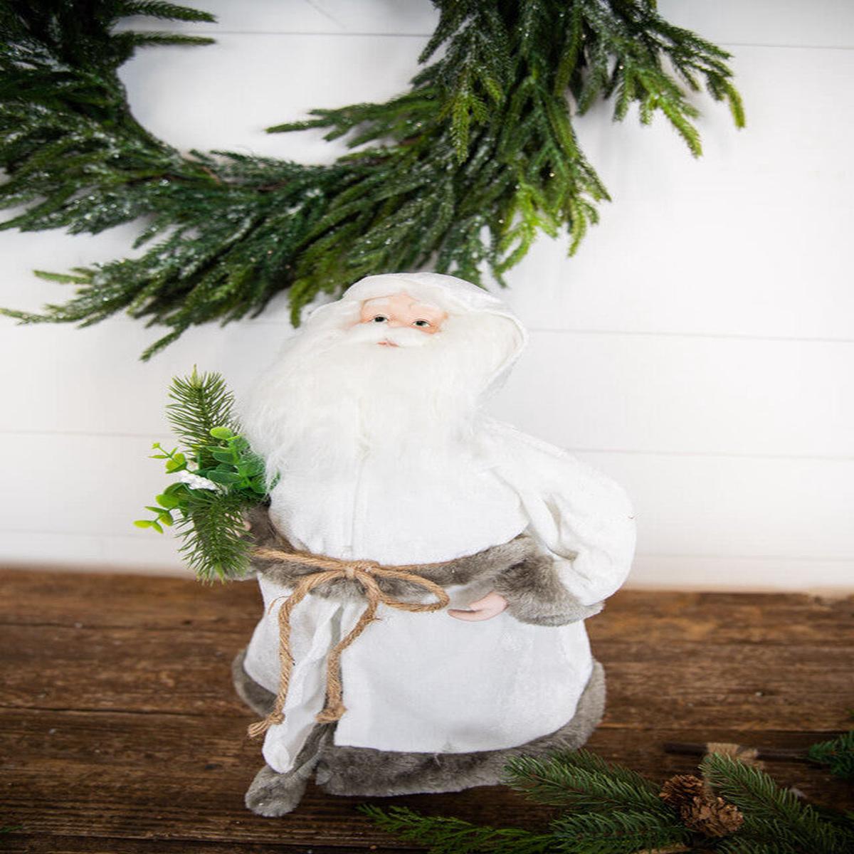 White Robe Santa Figurine 19Inch Elegant Christmas Decor