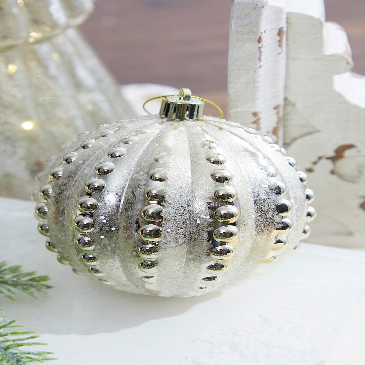 10 CM Bead Stripe Ball Ornament