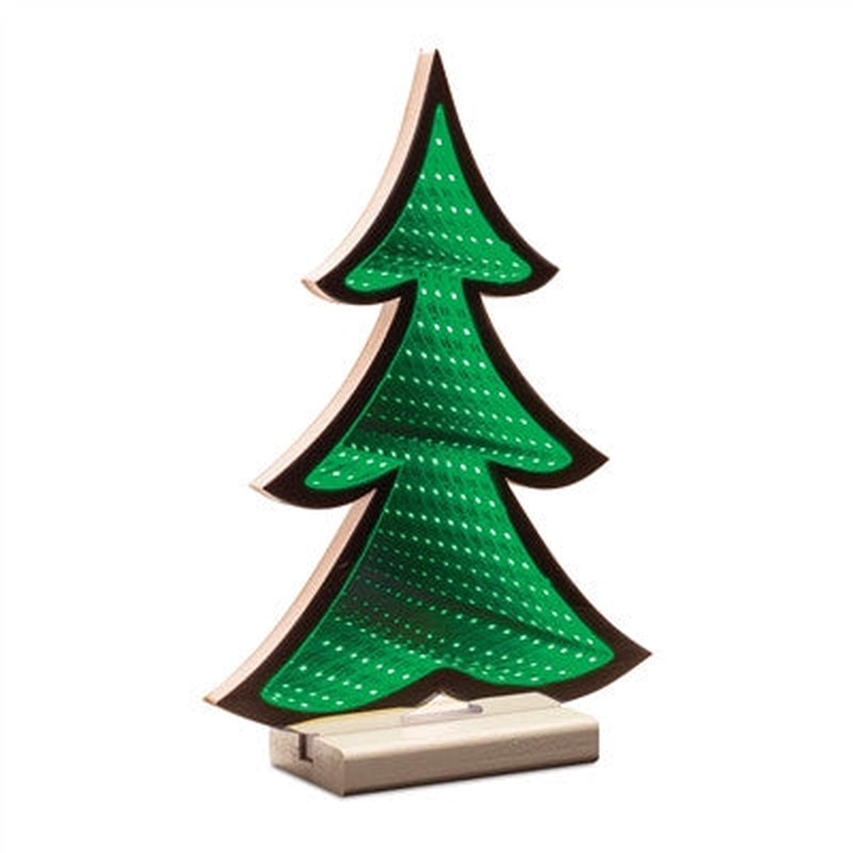 11.75 Inch Green Christmas Tree Infinity Light Modern LED Acrylic Holiday Decor USB or Battery Operated Ambient Light