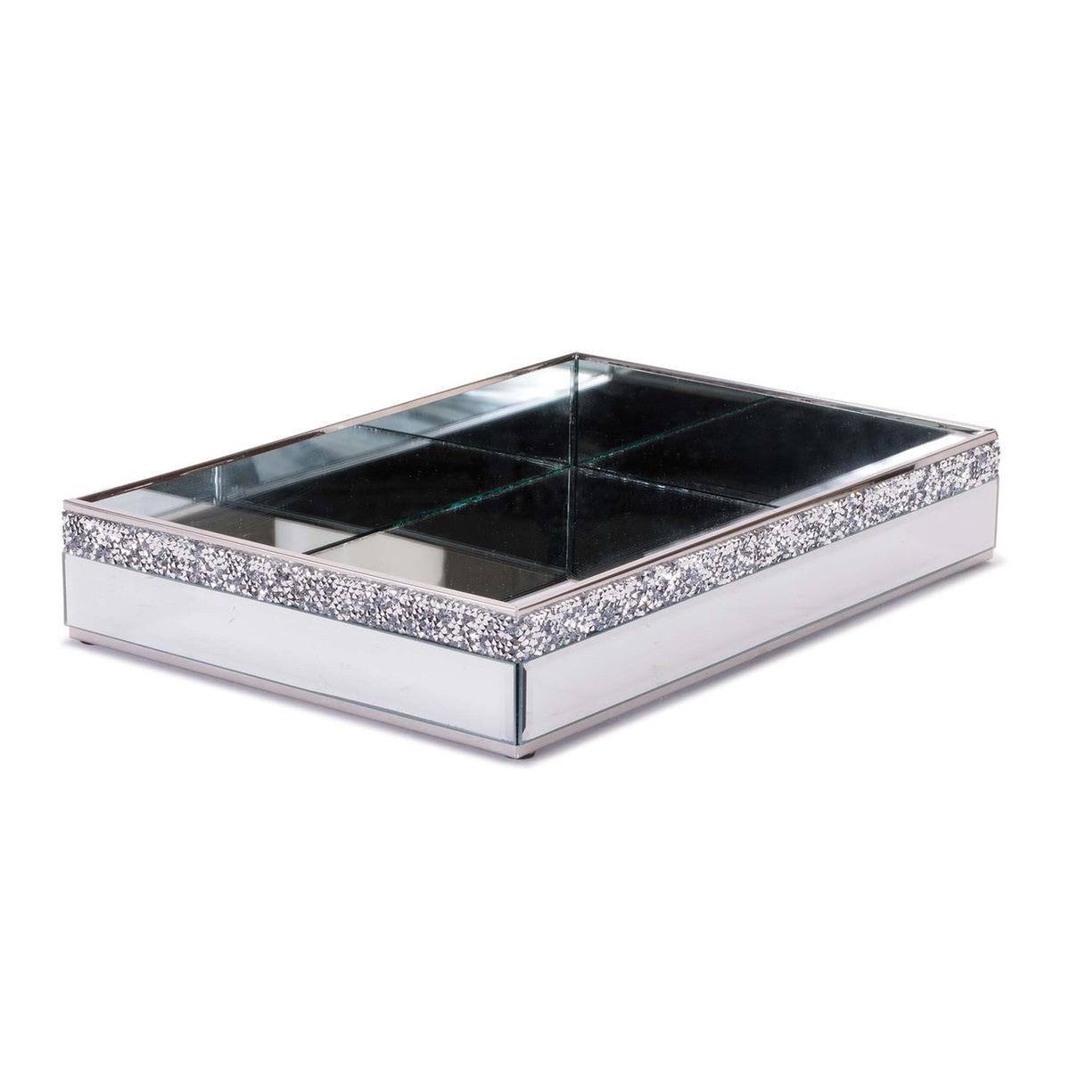 12 Inch Metal and Glass Large Serving Tray Elegant Decorative Home Accent Holiday Display Tray
