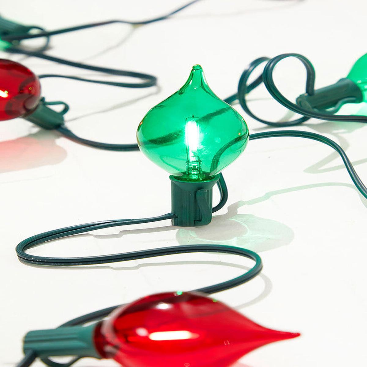 128 Inch LED Retro Kismet Light Strand X8 Red and Green Vintage Christmas String Lights Classic Holiday Decor Lighting