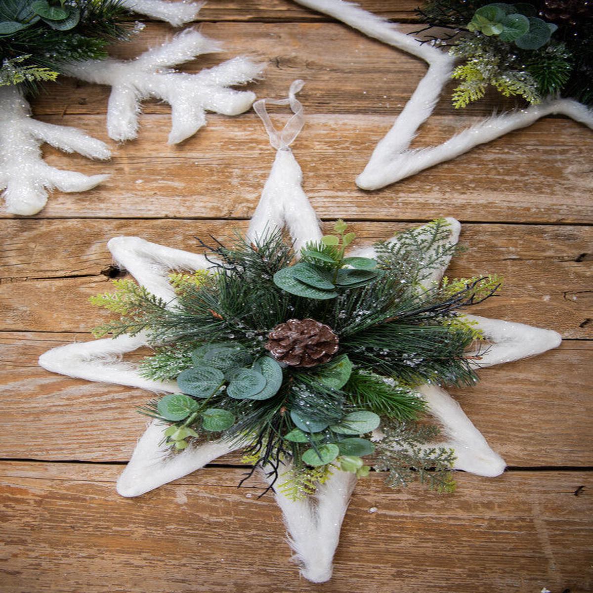 14-Inch 8-Point Snowflake Metal Ornament Rustic Holiday